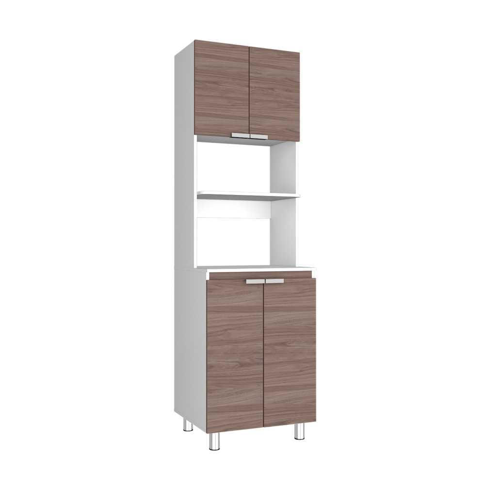 Mueble Microondas Fendi Cafe Y Blanco 60 Cm Con Cuatro Puertas Mueble Microondas Fendi Cafe Y Blanco 60 Cm Con Cuatro Puertas