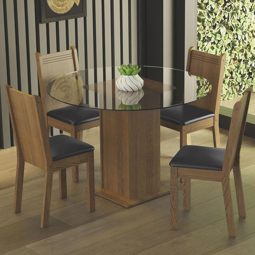 Juego De Comedor Débora Con 4 Sillas Marrón/Negro