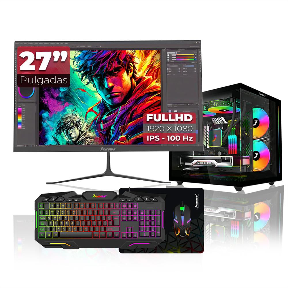 Computador Gamer Ryzen 5 5600Gt 16Gb Ram 512Gb Ssd A520m A Pro 400W Monitor 27 pulgadas