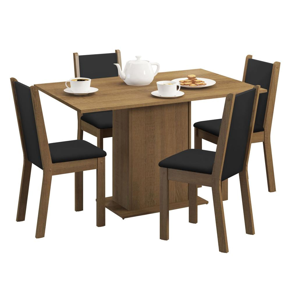 Juego De Comedor Talita Con 4 Sillas Marrón/Negro