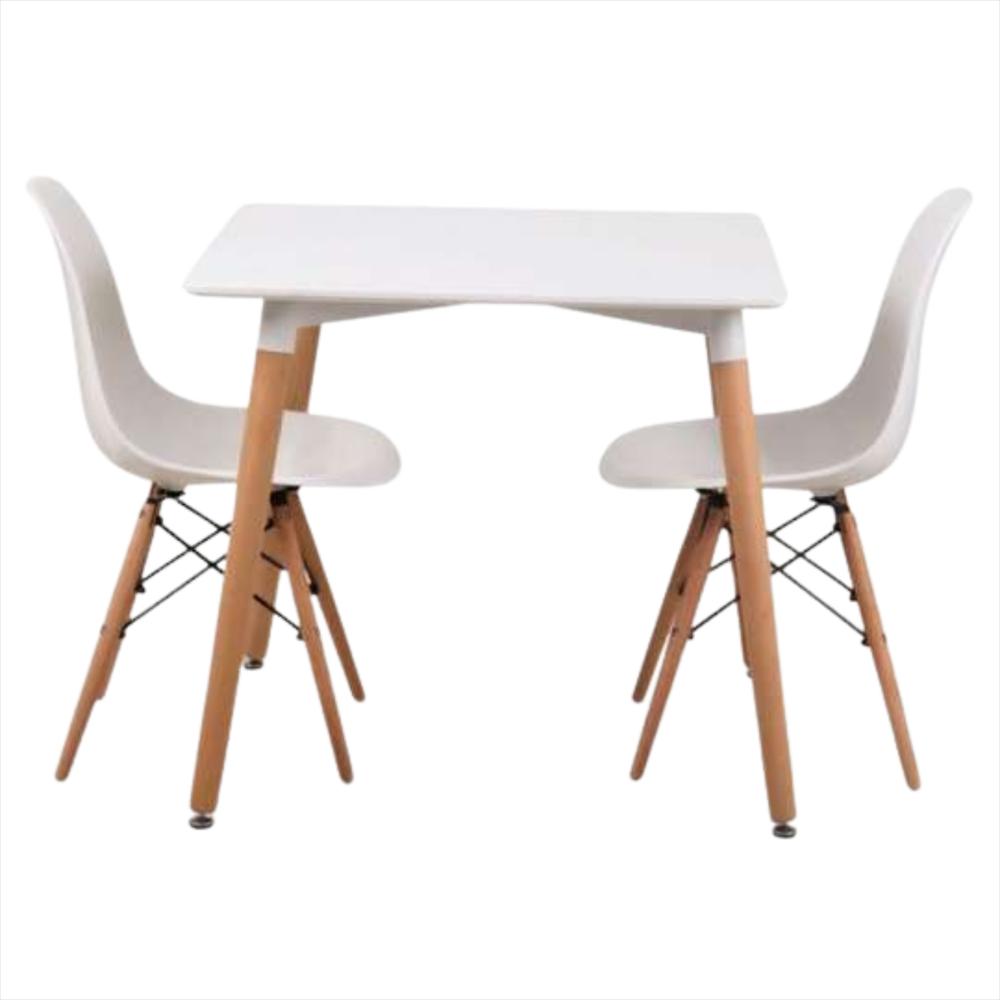 Juego De Comedor Eames Cuadrado 4 Puestos Color Blanco