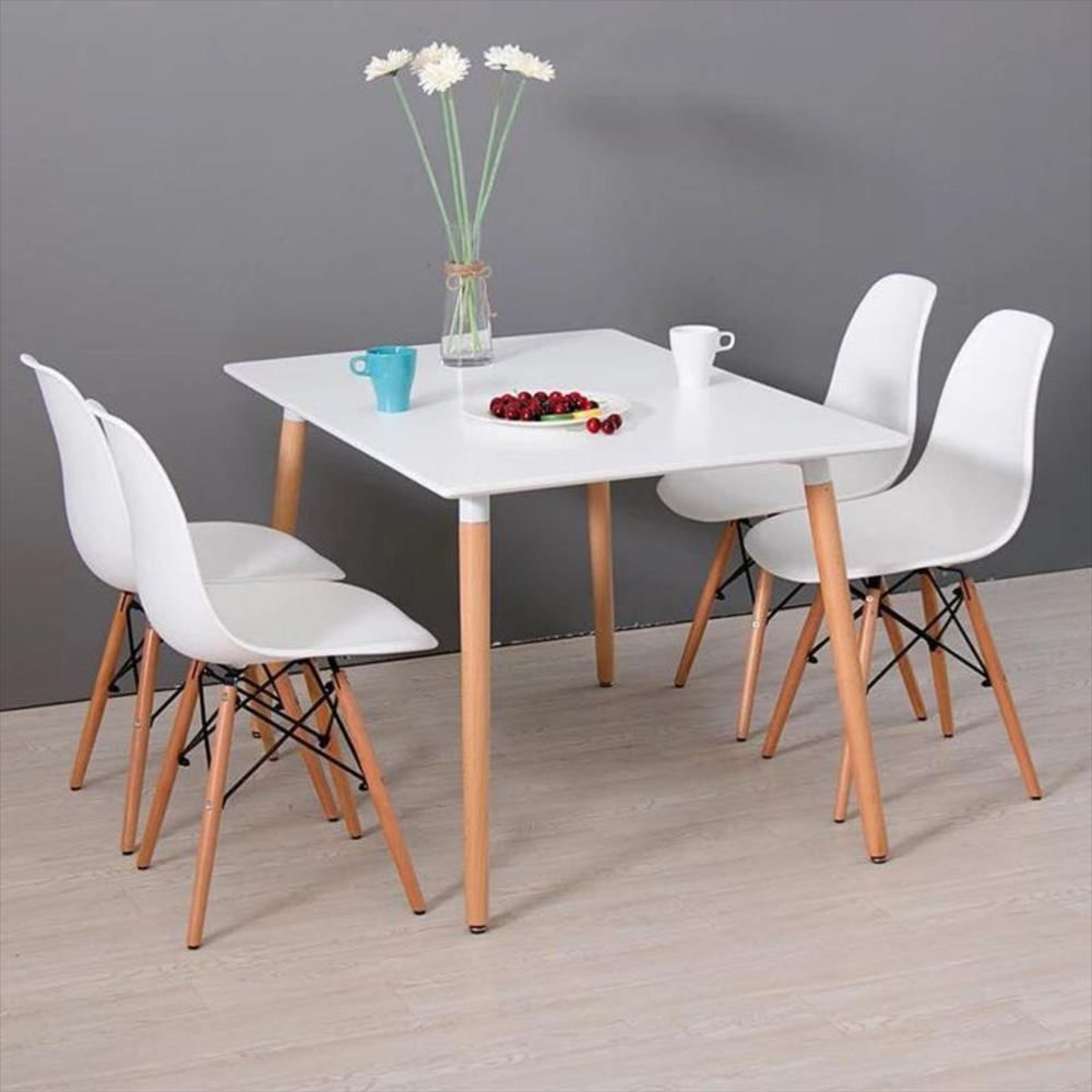 Juego De Comedor Eames Cuadrado 4 Puestos Color Blanco img #2