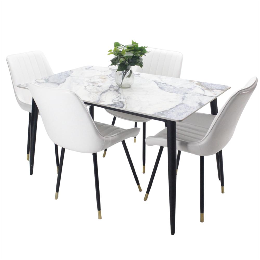 Comedor Genova En Marmol Azul 4 Puestos Silla Blanca img #5