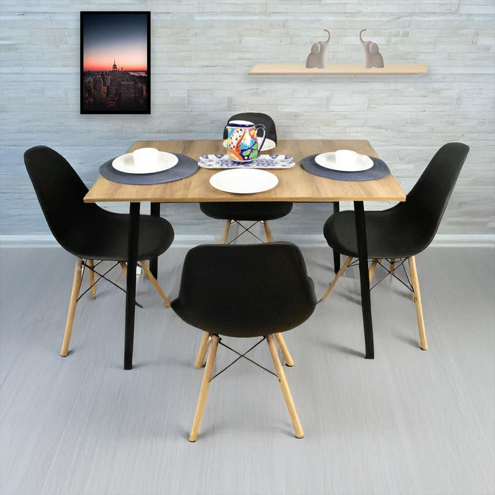Combo Comedor Rectangular 4P (75X110x70) Oscuro + 4 Sillas Cbcomrecta90 011