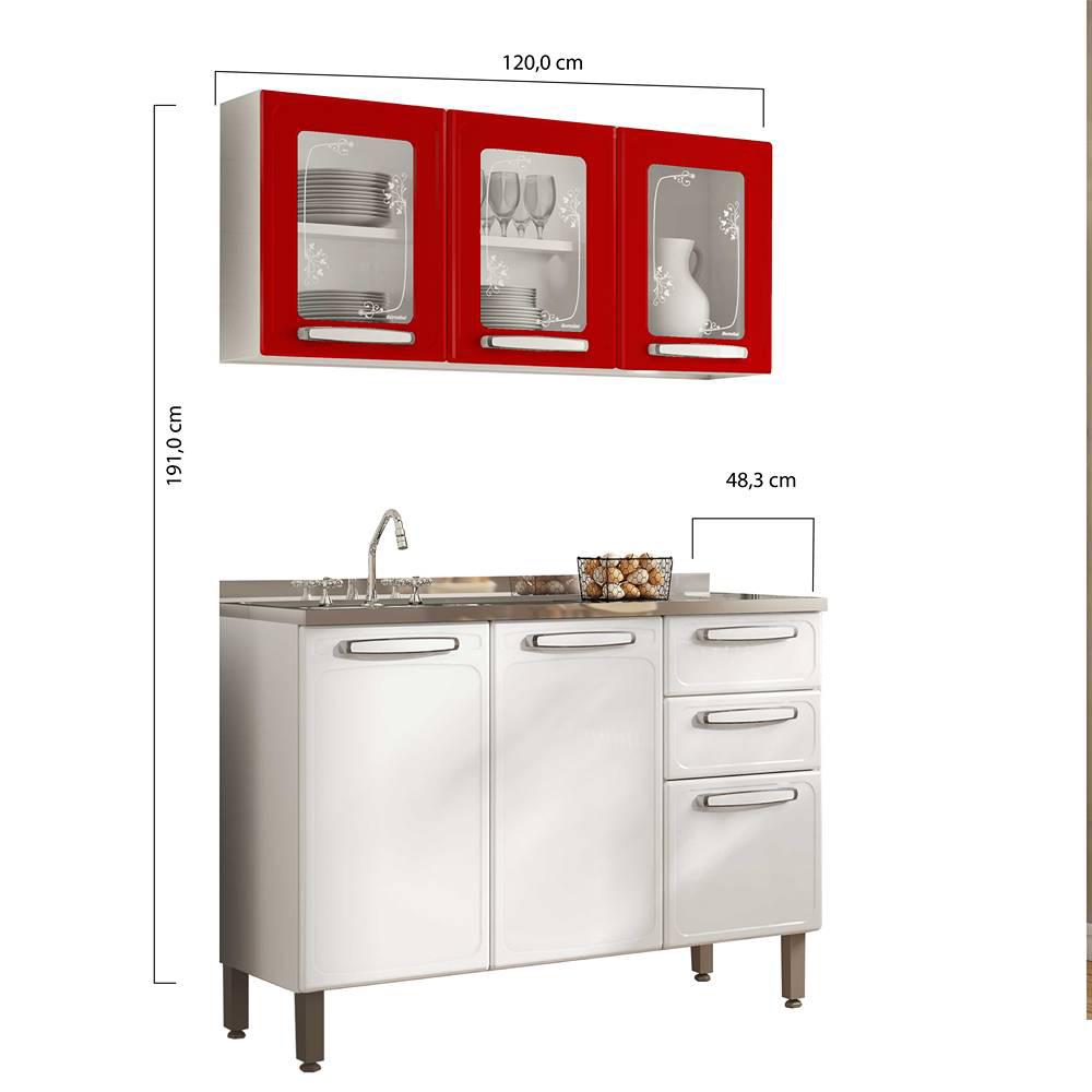 Cocina Integral Evidence Rojo Y Blanco 120 Cm Izquierda Con Mesón img #3