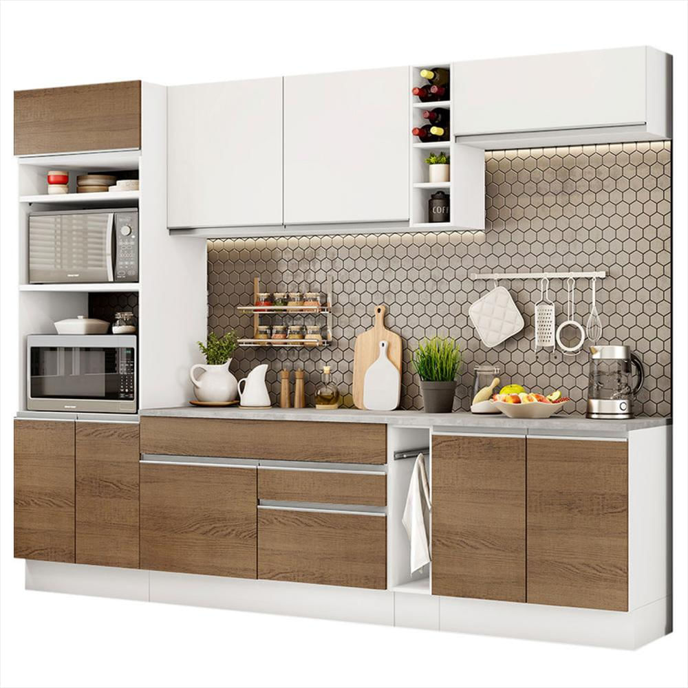 Cocina Integral Vicenza 2.90M Blanco/Marrón/Blanco 12