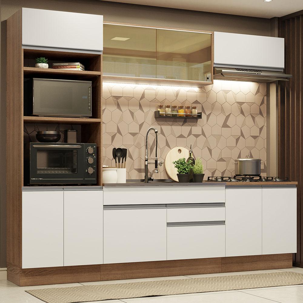 Cocina Integral Glamy 2.70M Marrón/Blanco 10