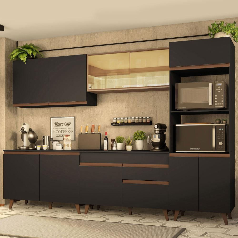 Cocina Integral Reims 3.10M Negro/Marrón 01