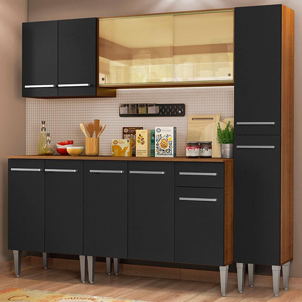 Cocina Integral Emilly West 2.00M Marrón/Negro 03