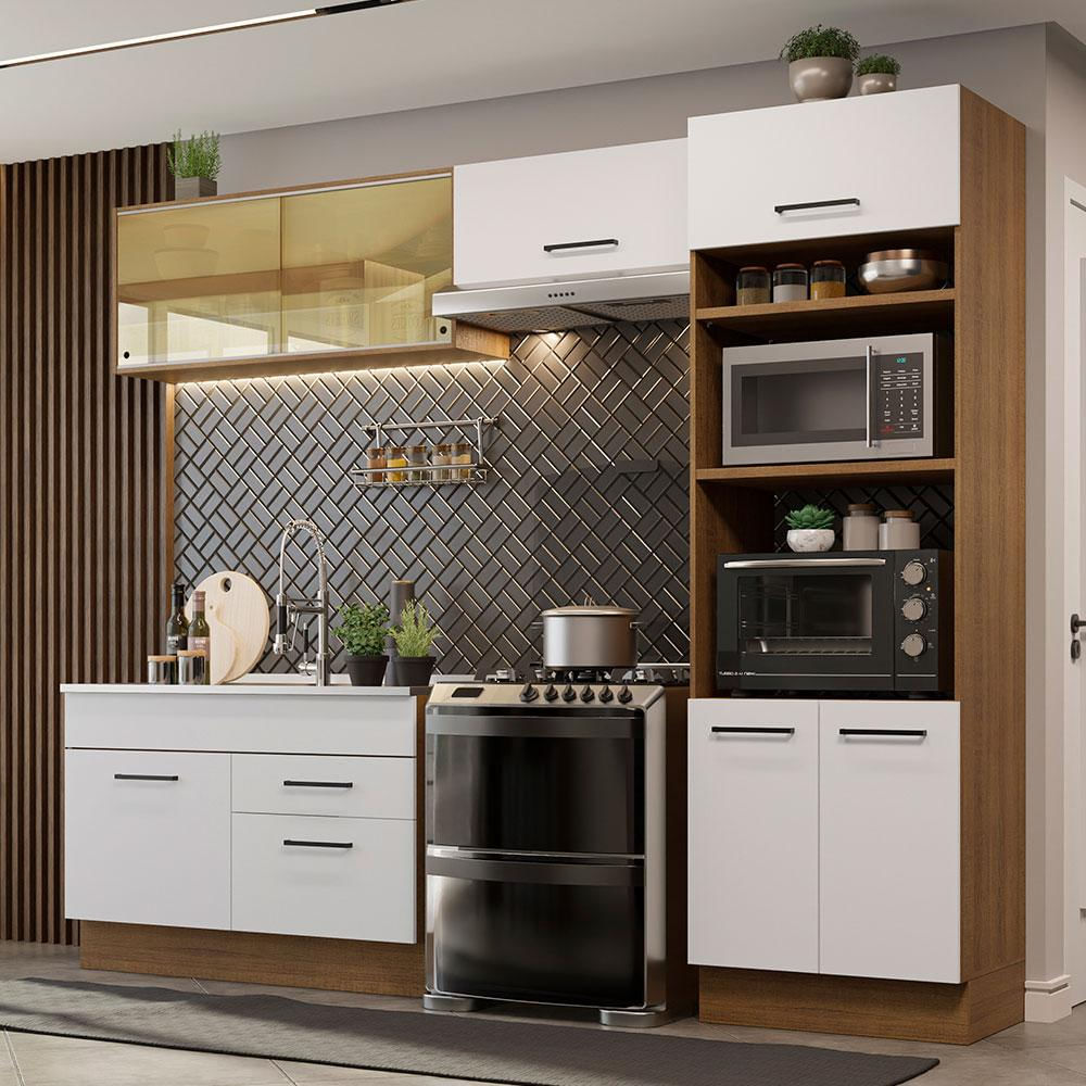 Cocina Integral Agata 2.70M Marrón/Blanco 05