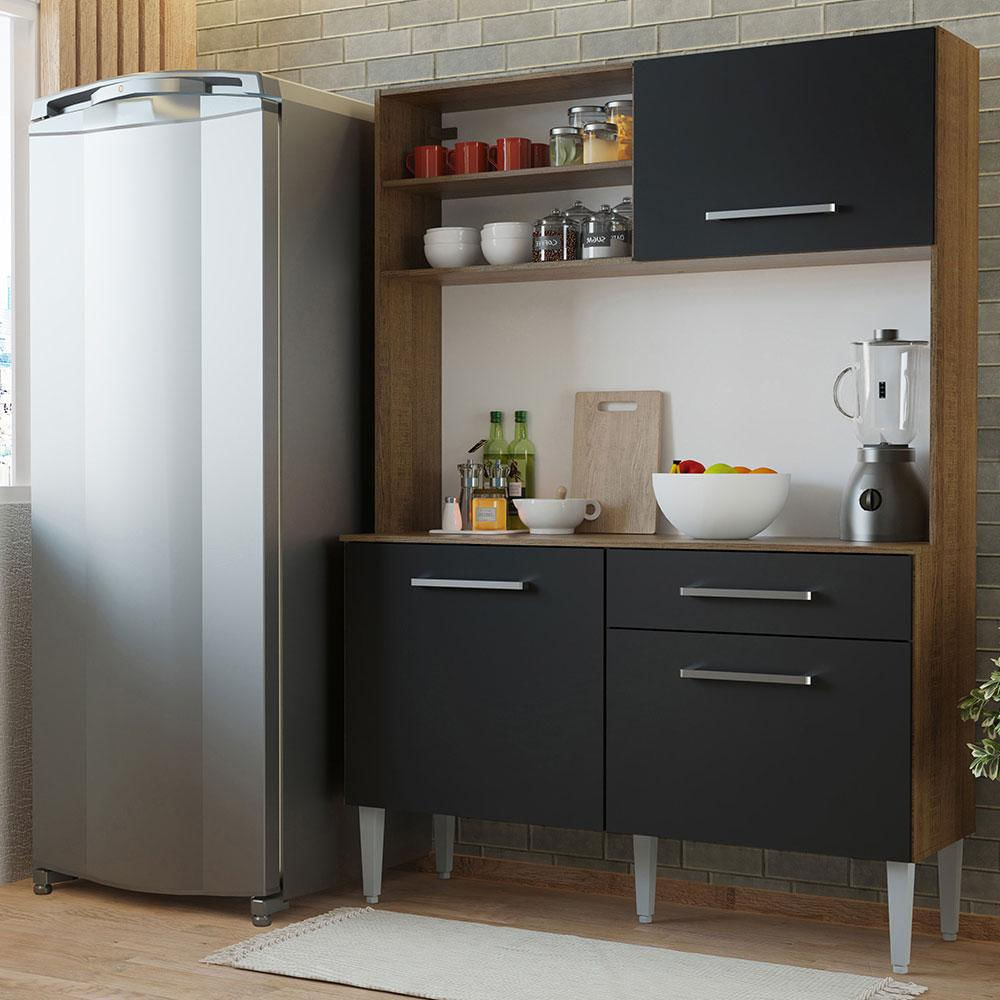 Cocina Compacta Life 1.20M Marrón/Negro