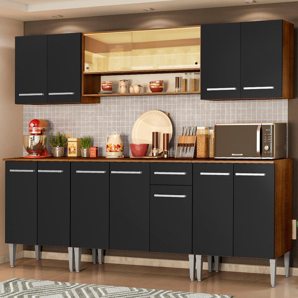 Cocina Integral Emilly Smile 2.30M Marrón/Negro 04