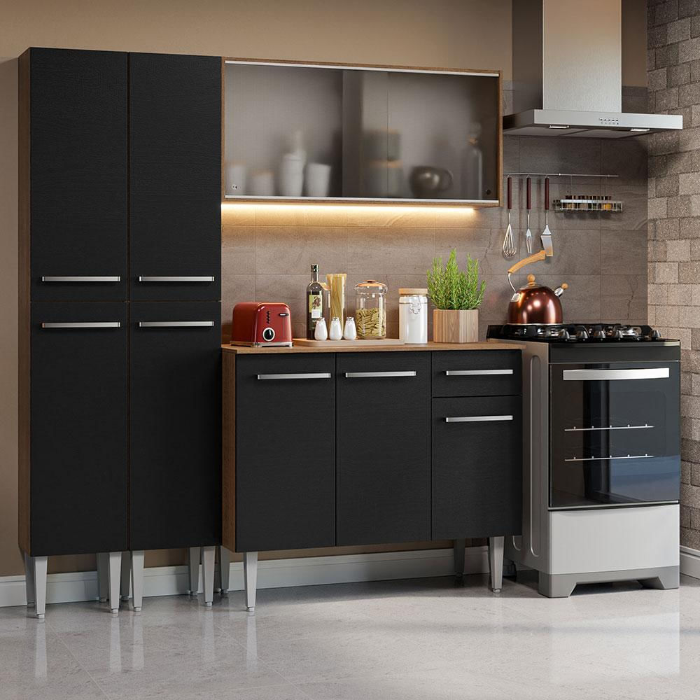 Cocina Integral Emilly 1.70M Marrón/Negro 10