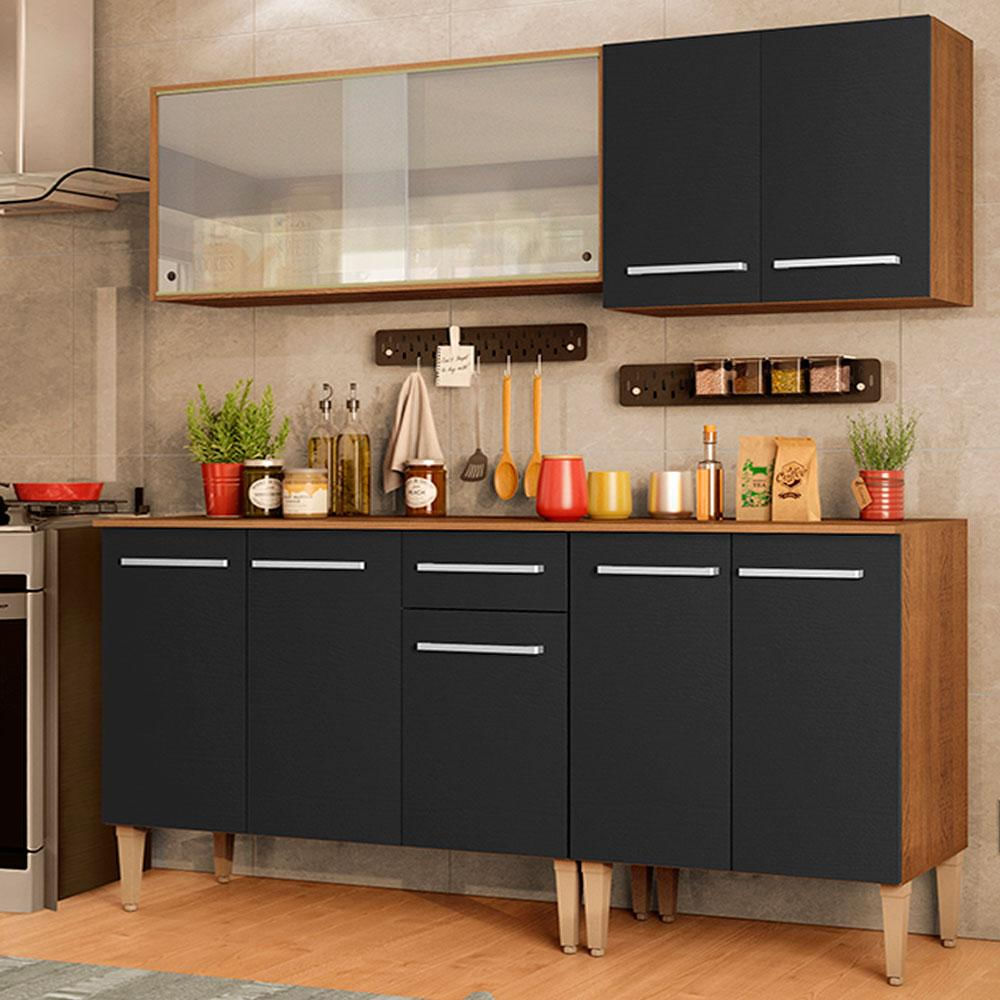 Cocina Integral Emilly Box 1.70M Marrón/Negro 03