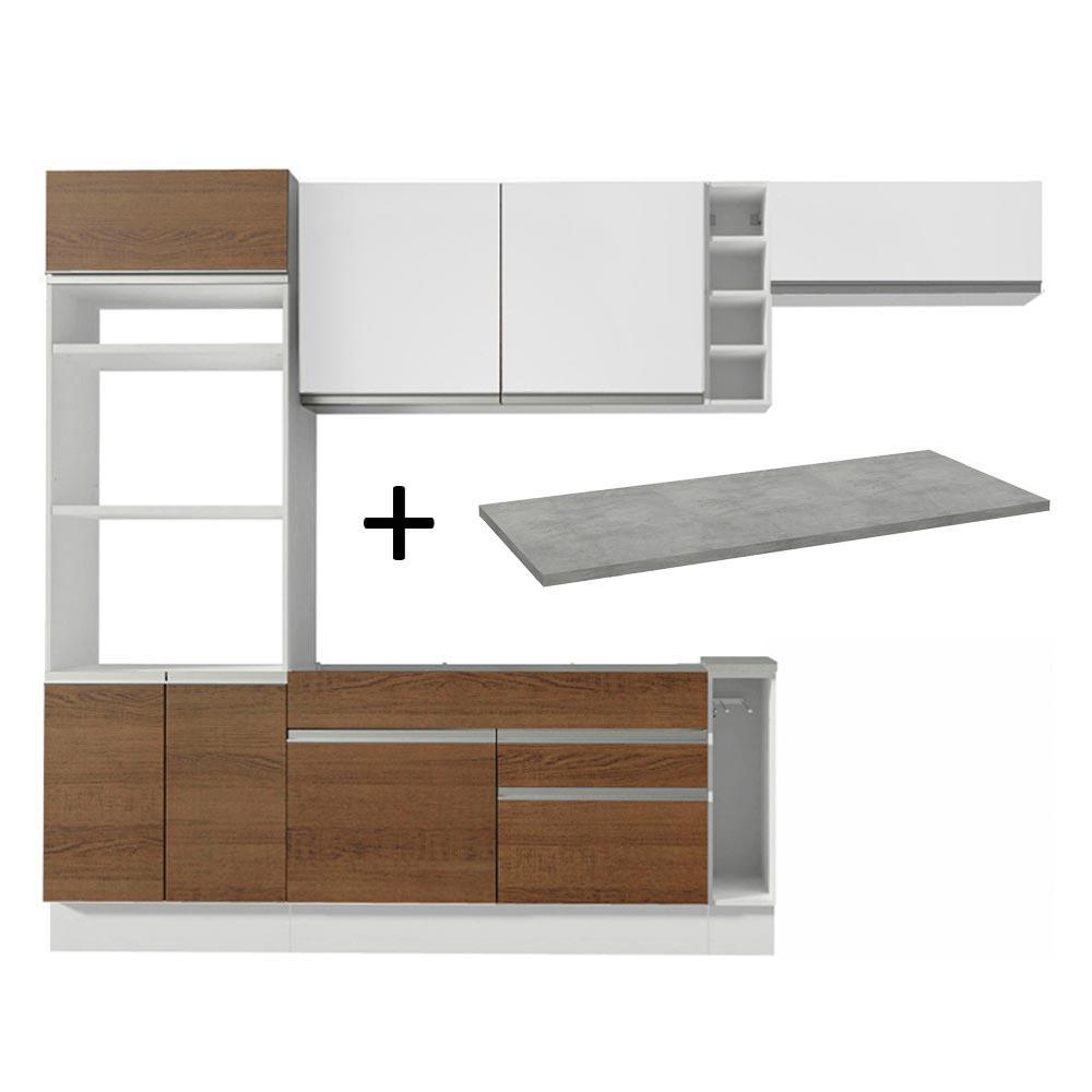 Cocina Integral Safira 2.90M Blanco/Marrón/Blanco 14