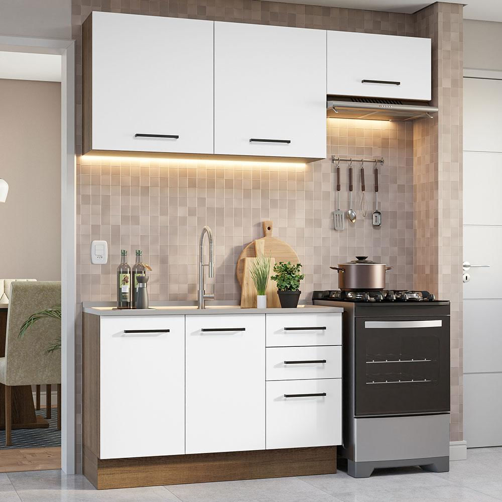 Cocina Integral Agata 1.80M Marrón/Blanco 09