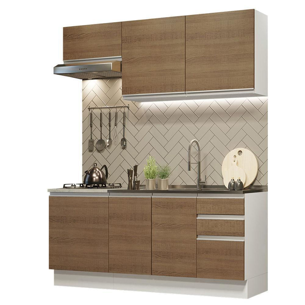 Cocina Integral Glamy 1.80 Metros Con Mesón De Acero Blanco/Marrón 13