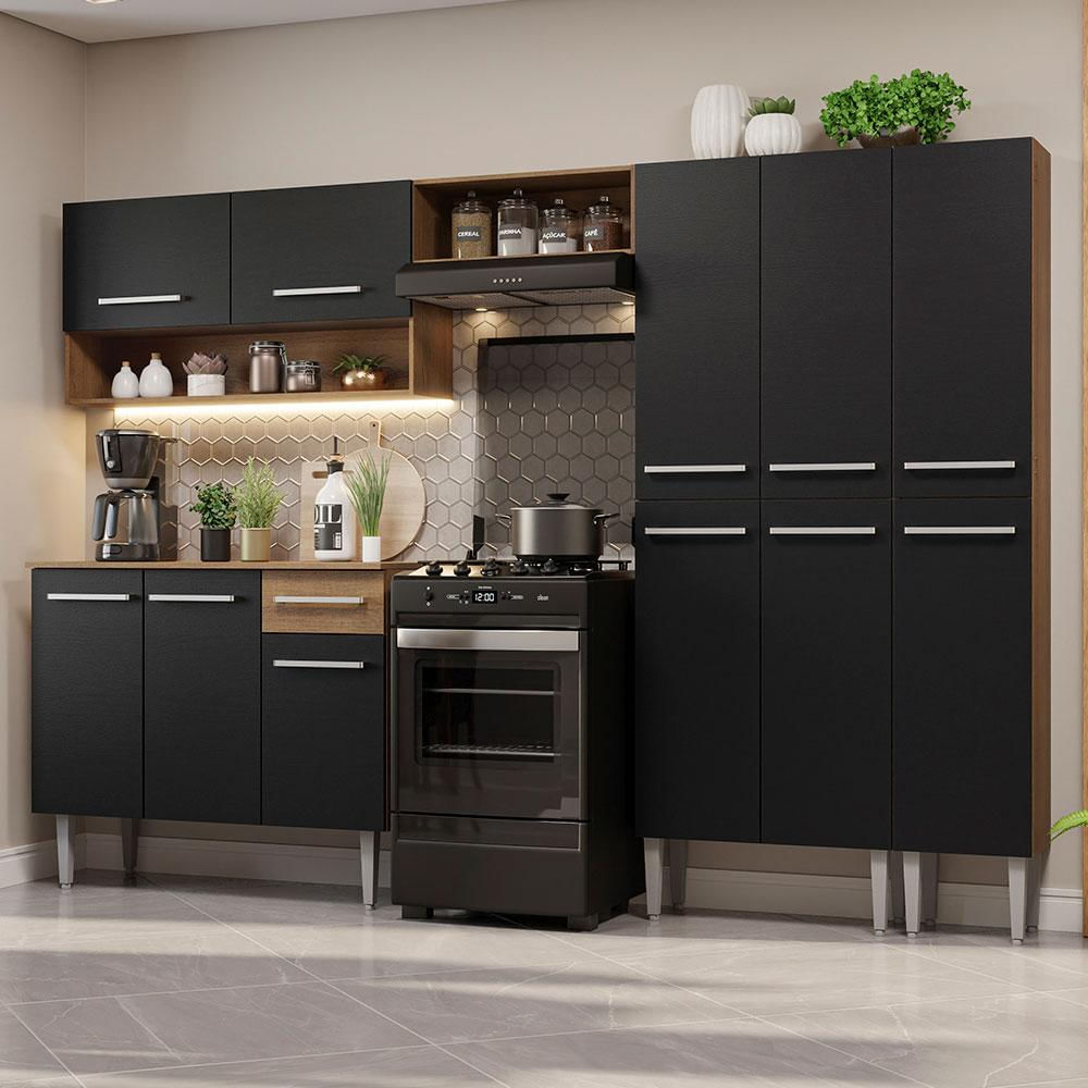 Cocina Integral Emilly 2.60M Marrón/Negro 02