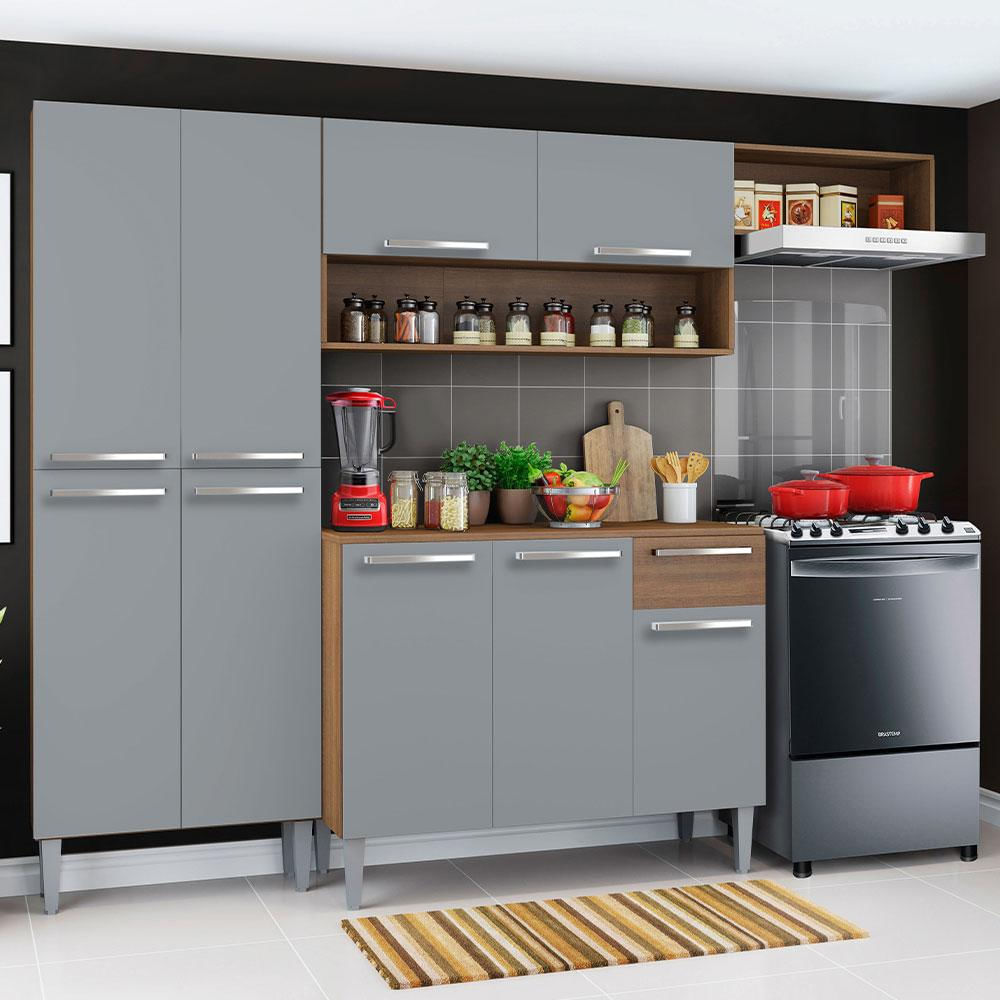 Cocina Integral Emilly Top 2.30M Marrón/Gris