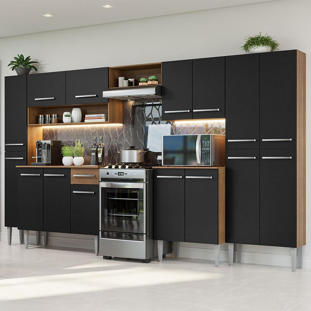 Cocina Integral Emilly 3.25M Marrón/Negro 02