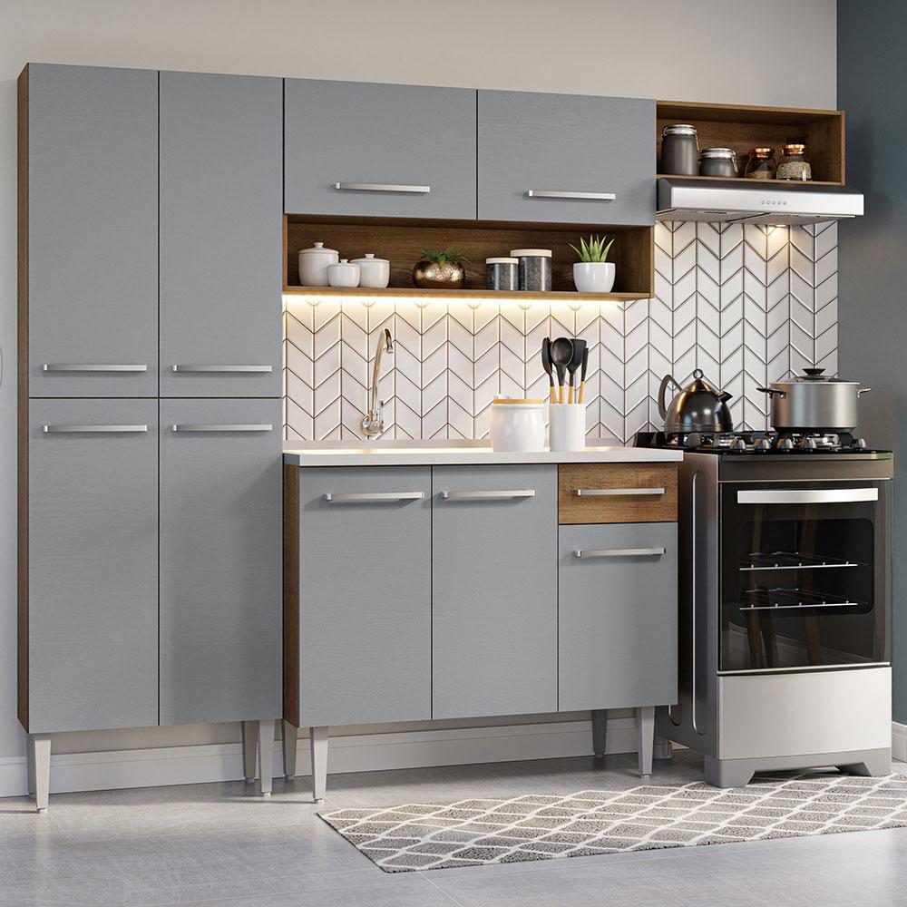Cocina Integral Emilly 2.30M Con Mesón De Acero Mg 12