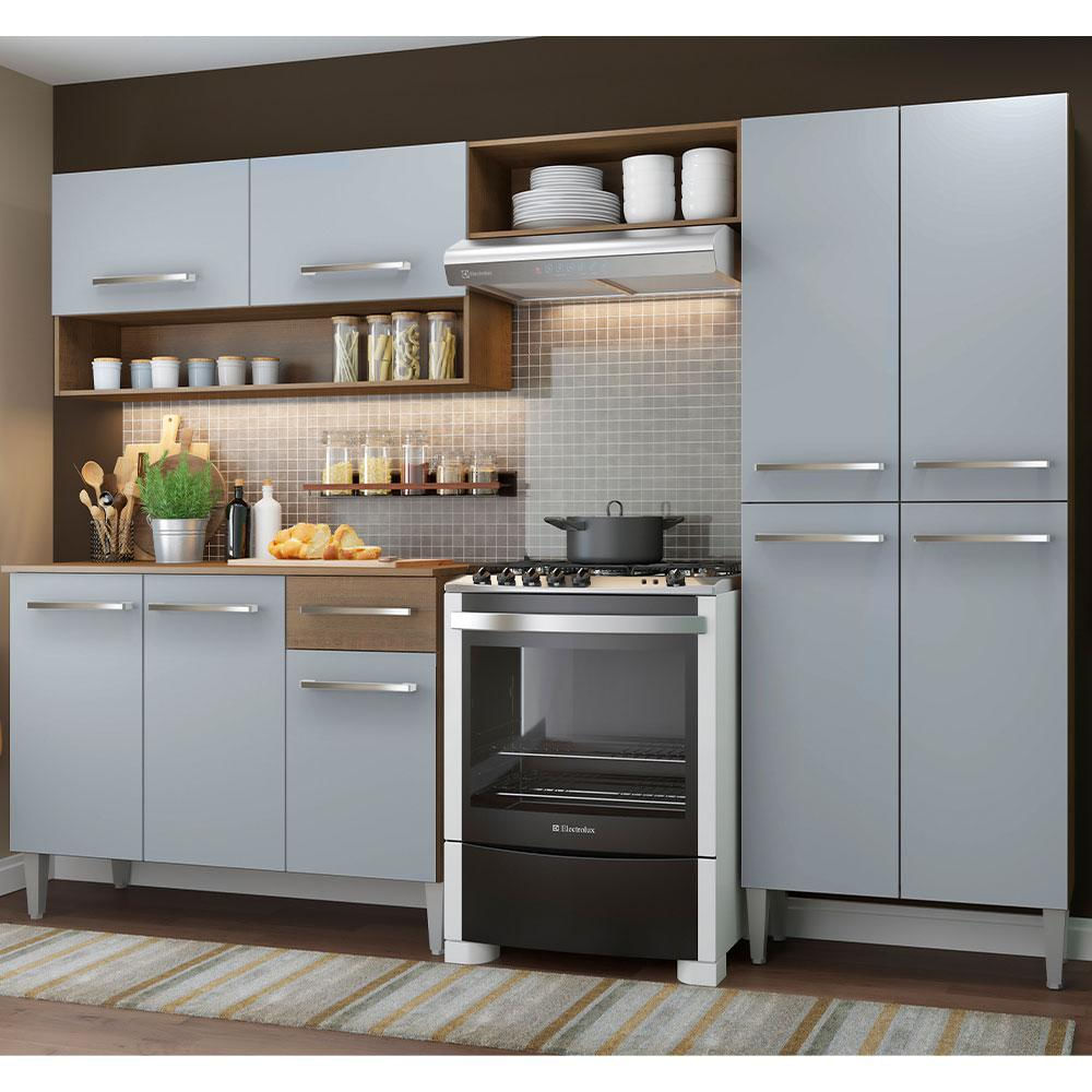 Cocina Integral Emilly Pop 2.30M Marrón/Gris