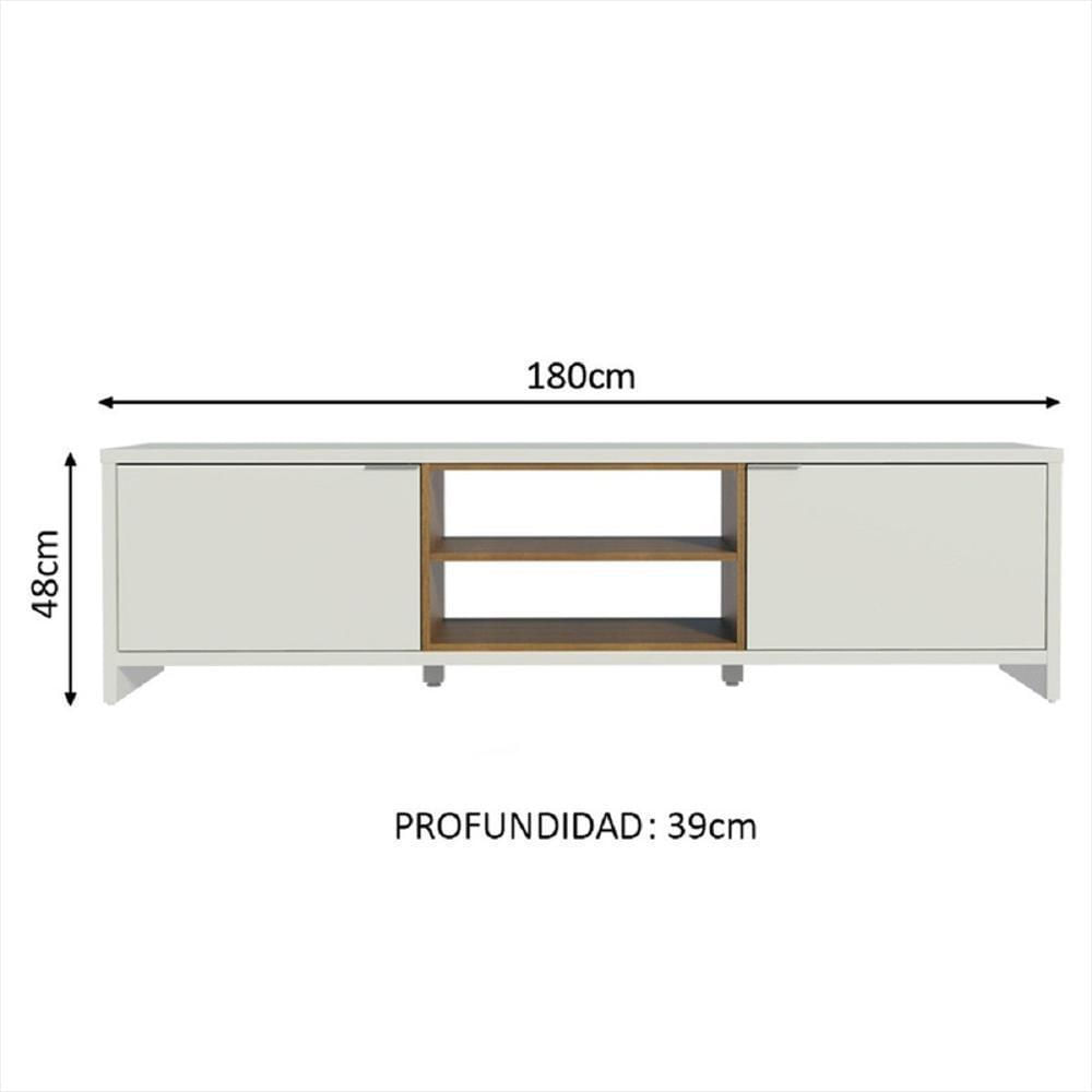 Centro De Entretenimiento Mesa Para Tv Metz Hasta 75 Pulgadas Blanco/Marrón