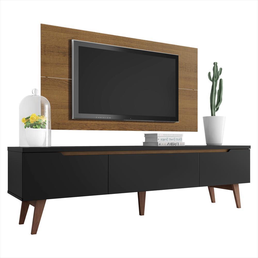 Centro De Entretenimiento Para Tv Reims Mesa Y Panel Hasta 55 Pulgadas Negro/Marrón