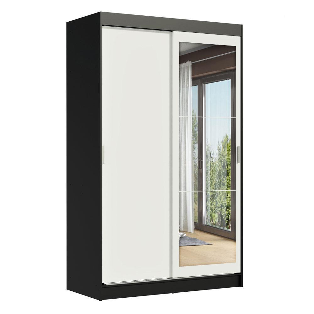 Closet Tokio 2 Puertas Corredizas 1 Espejo Negro/Blanco