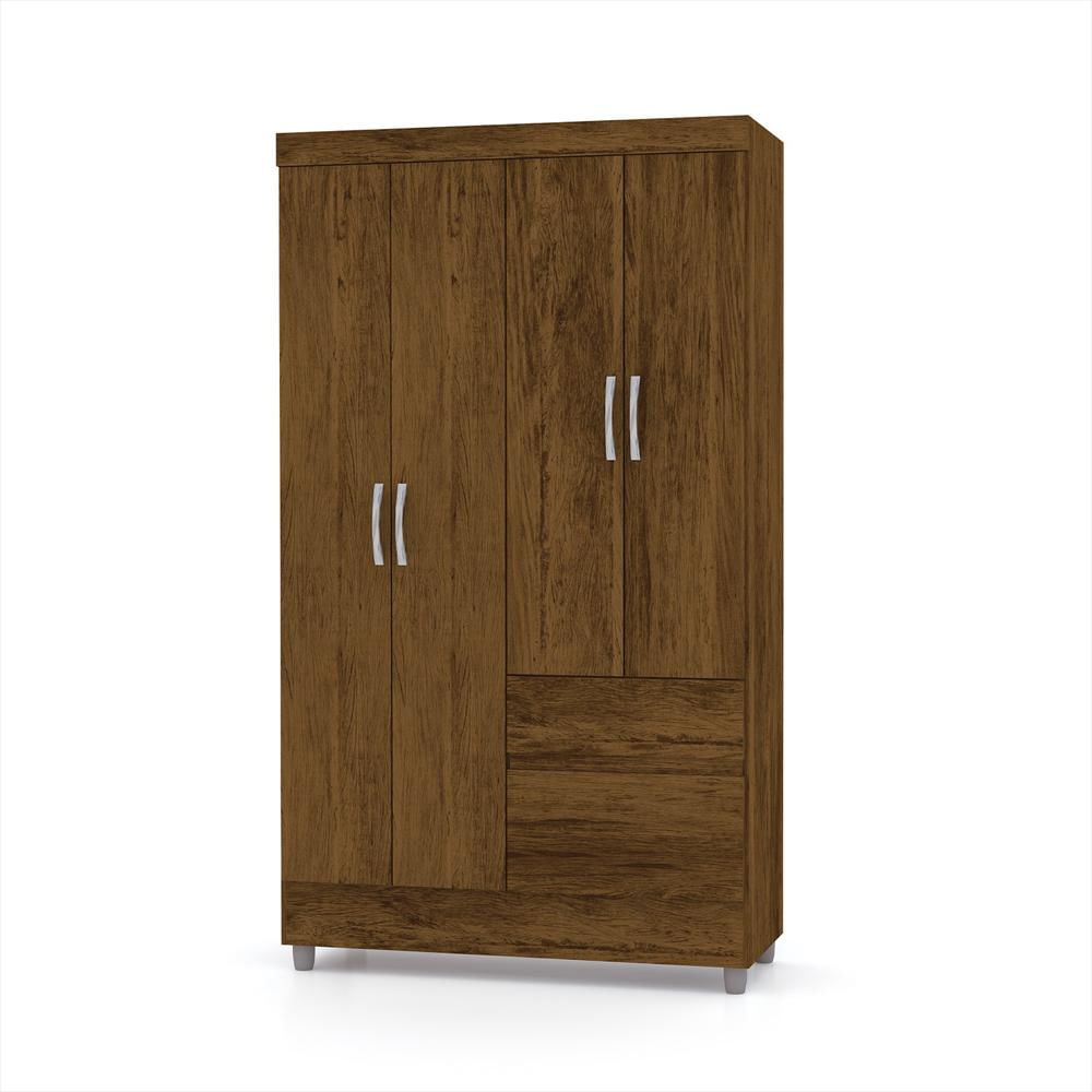 Closet 4 Puertas Con 2 Cajones Bonic Marrón