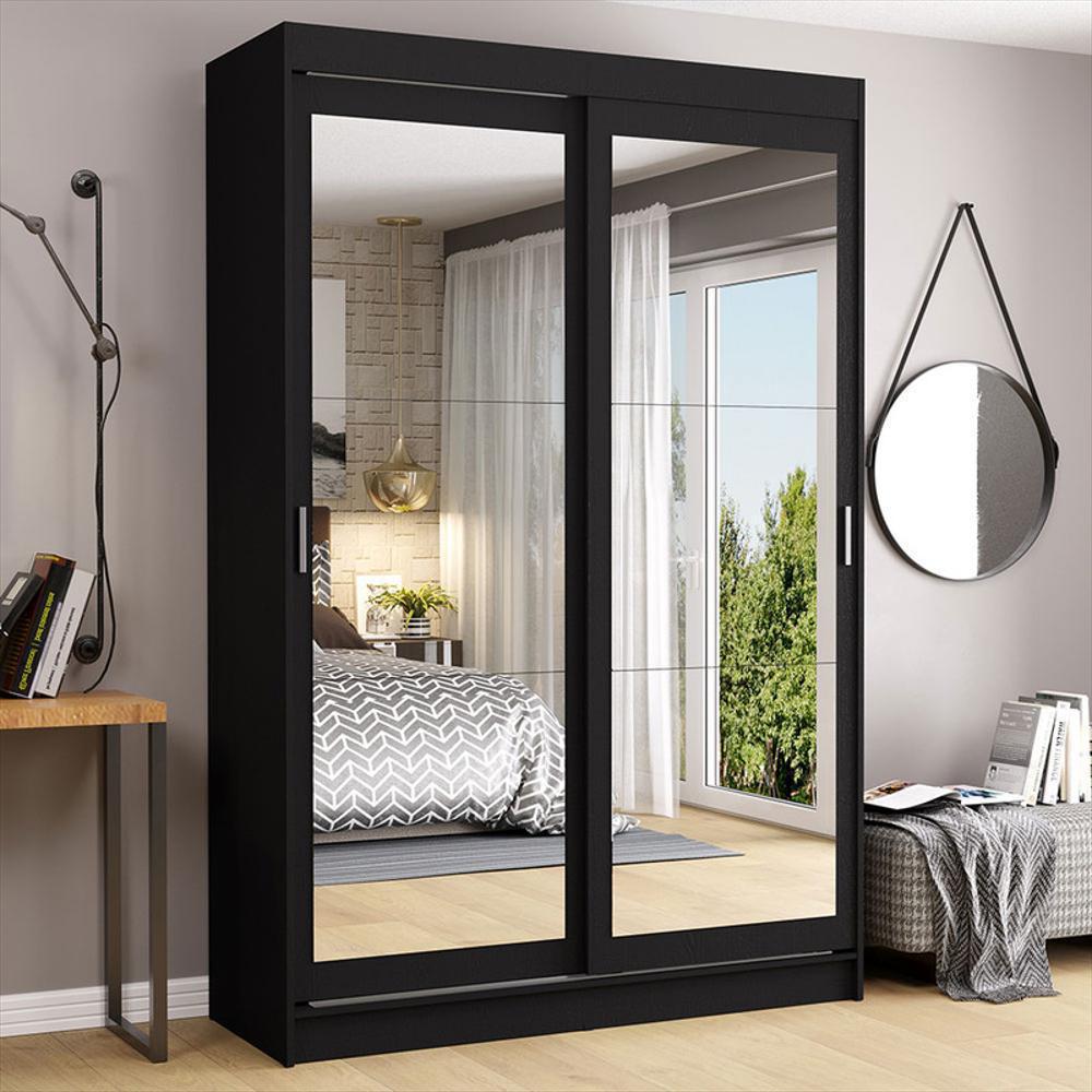Closet Tokio 2 Puertas Corredizas Con Espejos Negro