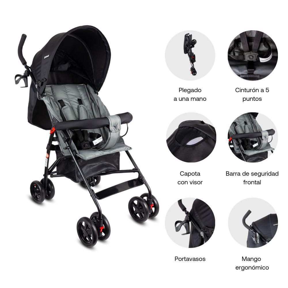 Coche paseador bebé Click Gris BEBESIT GK2020G