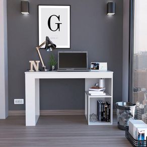 Escritorio Connie, Blanco, Diseño Moderno Con Dos Entrepaños