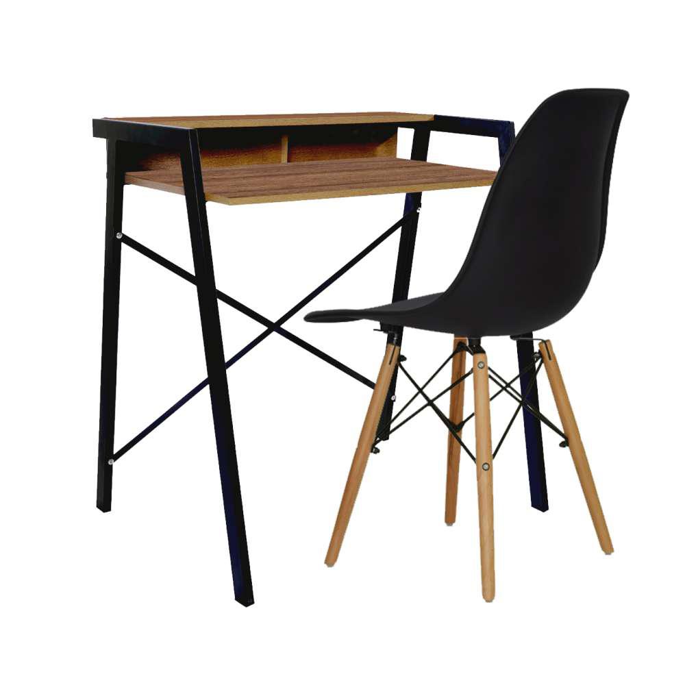 Combo Escritorio Y Silla Look Amaretto 80 Cm Con Entrepaños