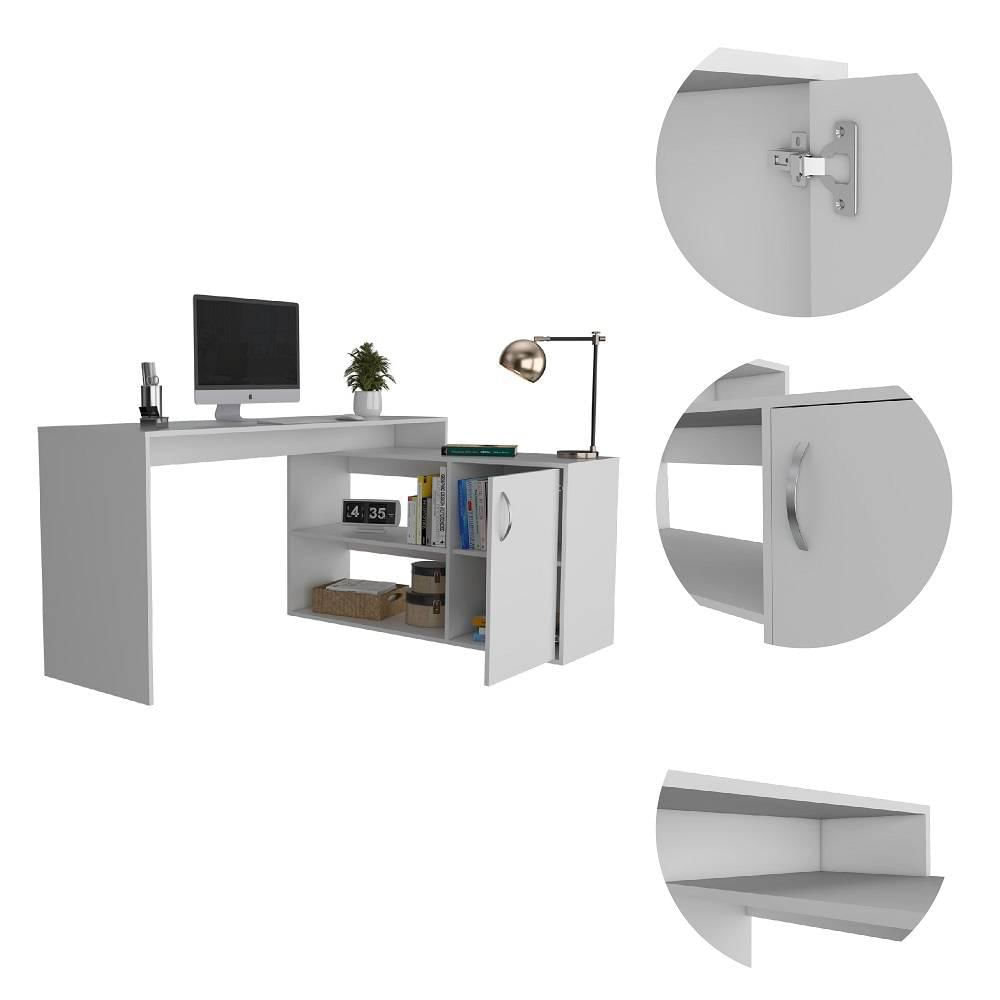 Escritorio En L Axis Blanco 151 Cm Con Puerta Y Entrepaños img #3