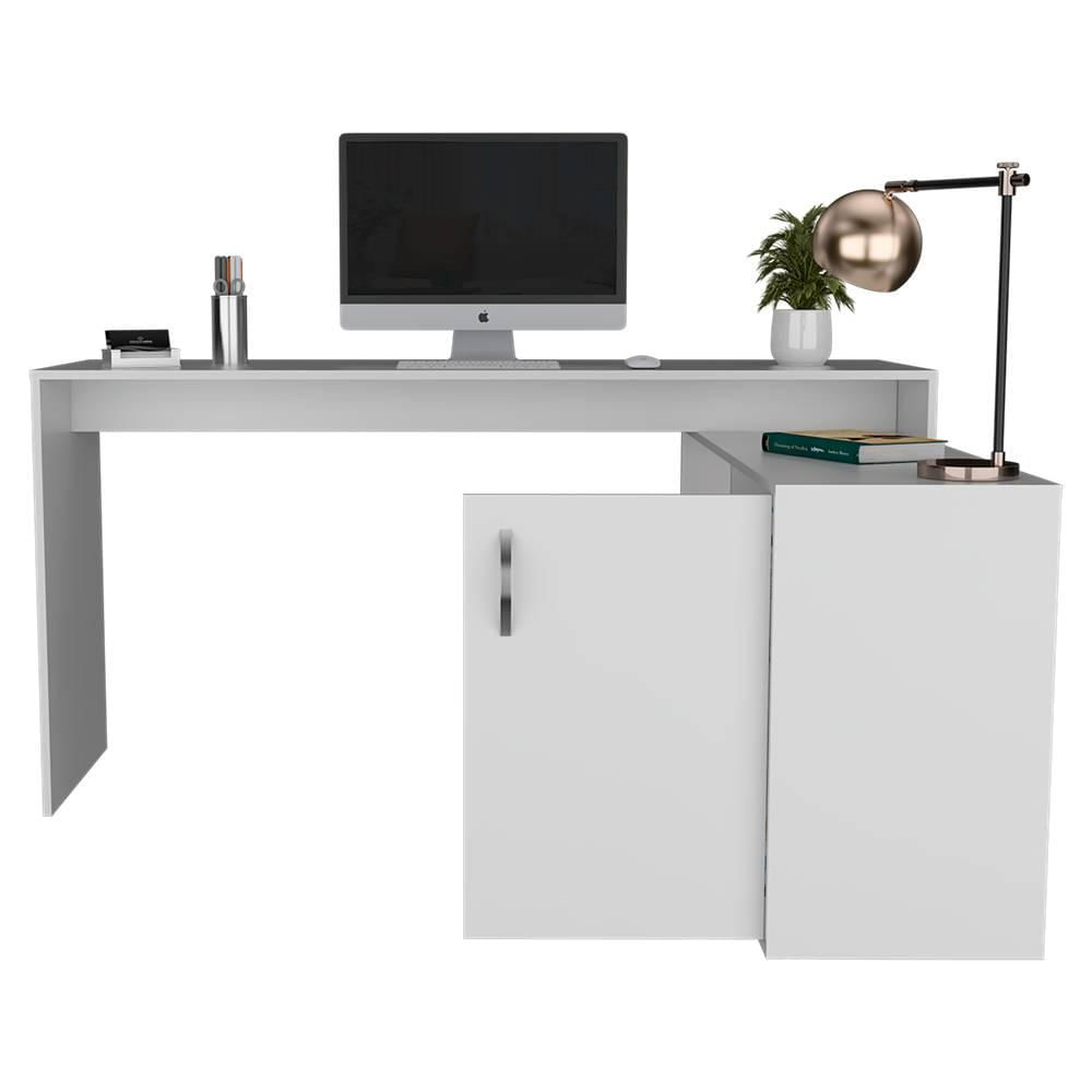 Escritorio En L Axis Blanco 151 Cm Con Puerta Y Entrepaños img #4