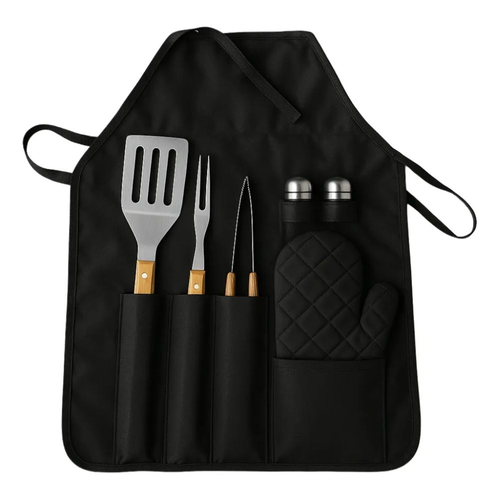 Kit Asados Parrilla Delantal 7 Piezas Utensilios Bbq img #1