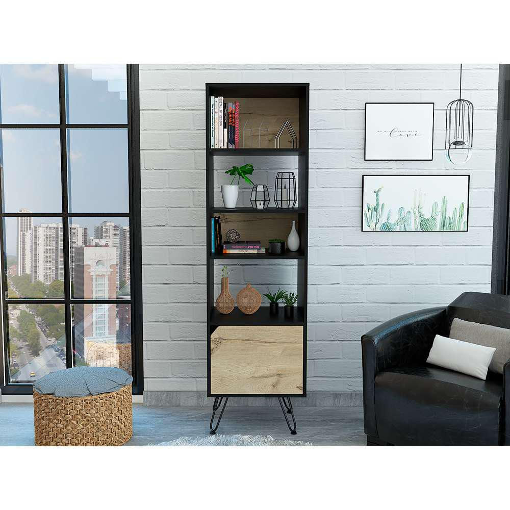 Biblioteca Stamford Wengue Y Duna 48 Cm Con Puerta Y Entrepaños img #1