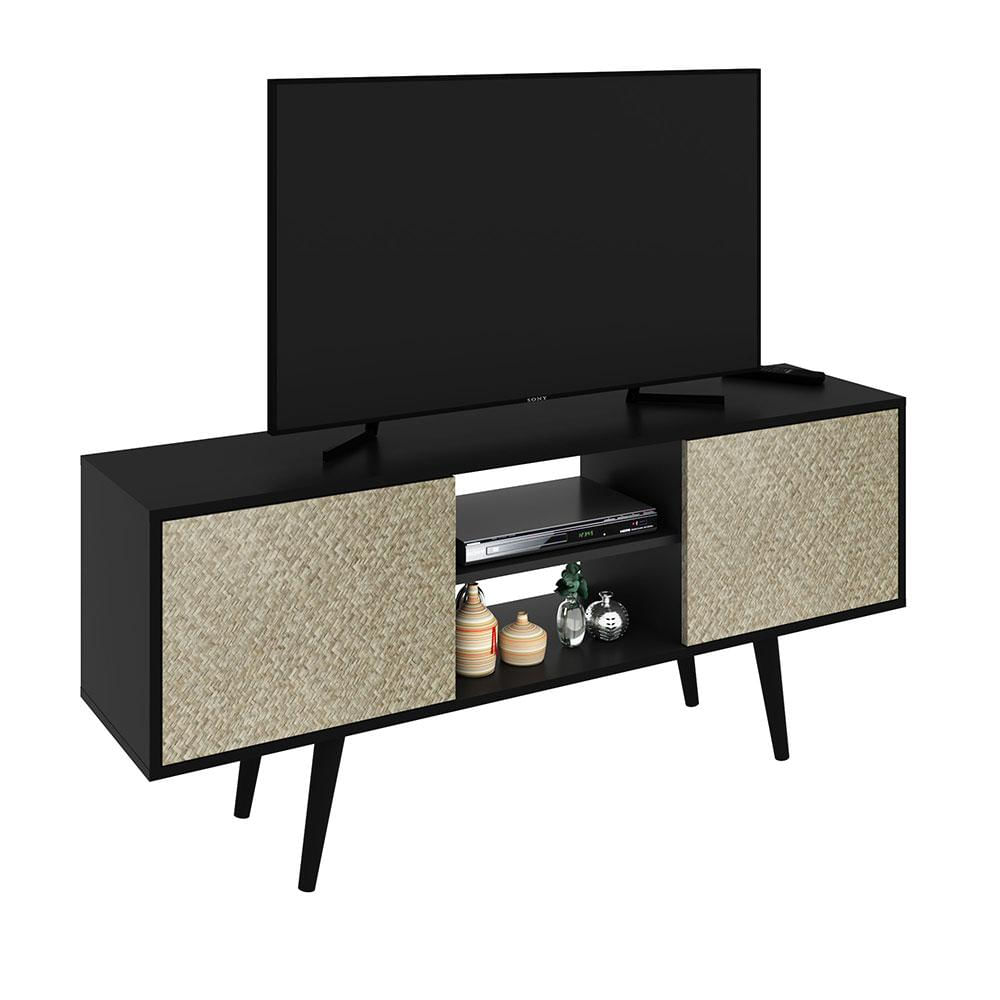 Mesa Para Tv Ecuador Negro/Rattan