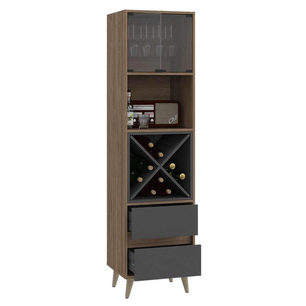 Bar Salem Miel Y Plomo 46 Cm Con Cajones Y Puertas De Vidrio img #2