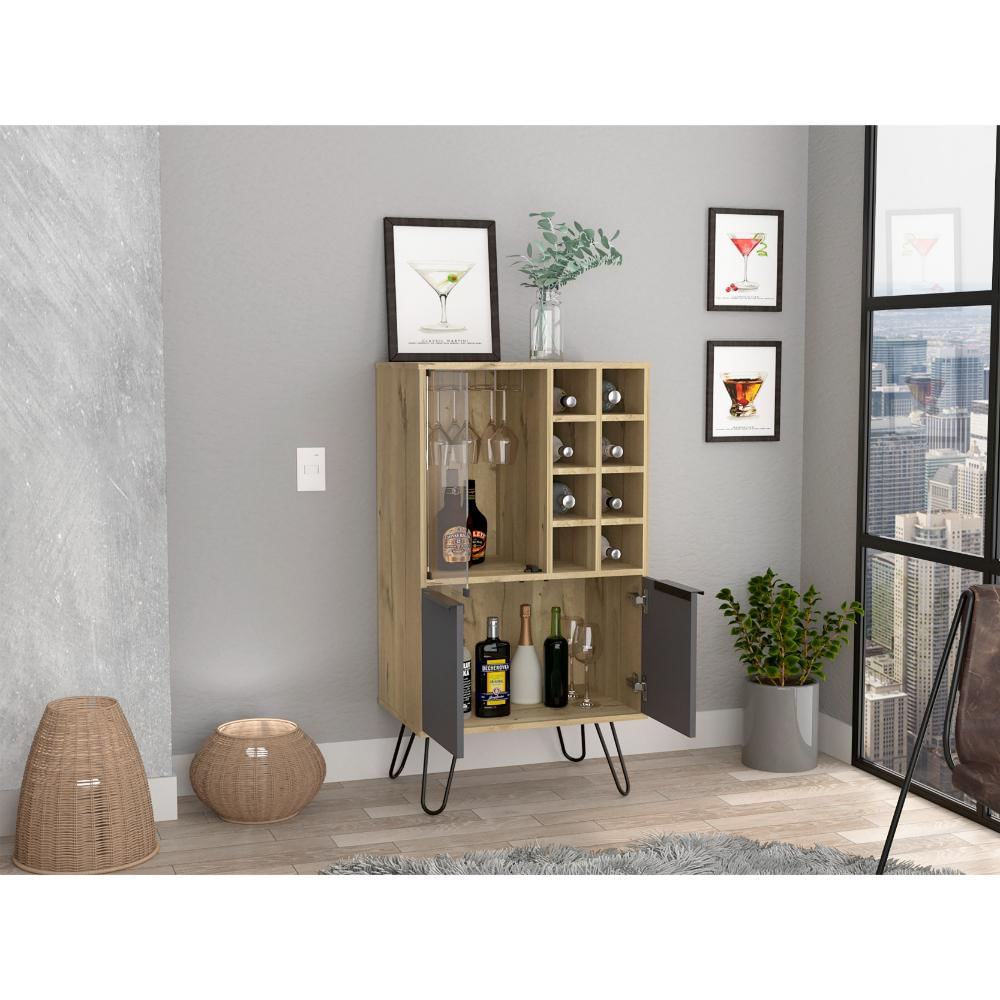 Bar Vany, Café Claro Y Plata Oscuro, Con Espacio Para Almacenar Botellas Y Copas De Vino img #2