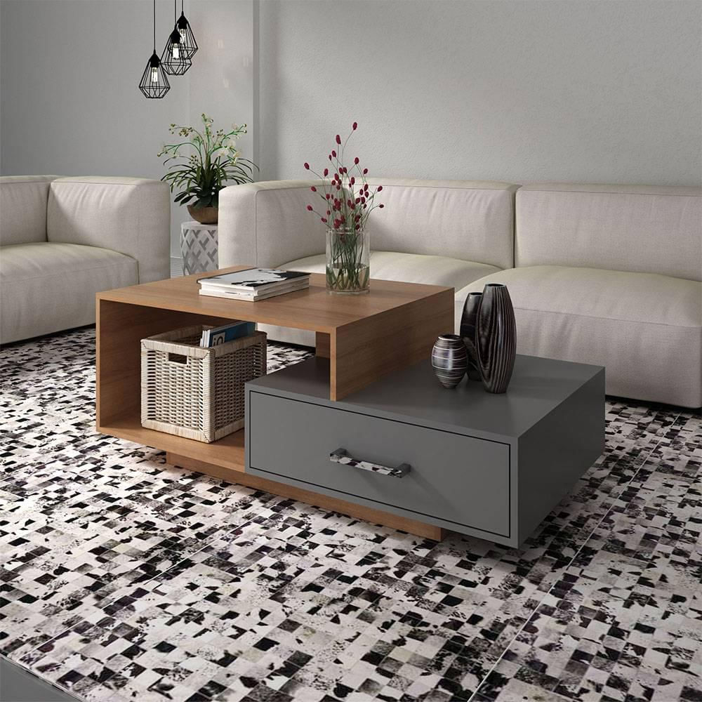 Mesa Mallorca Almendra Y Gris 120 Cm Con Un Cajón img #3