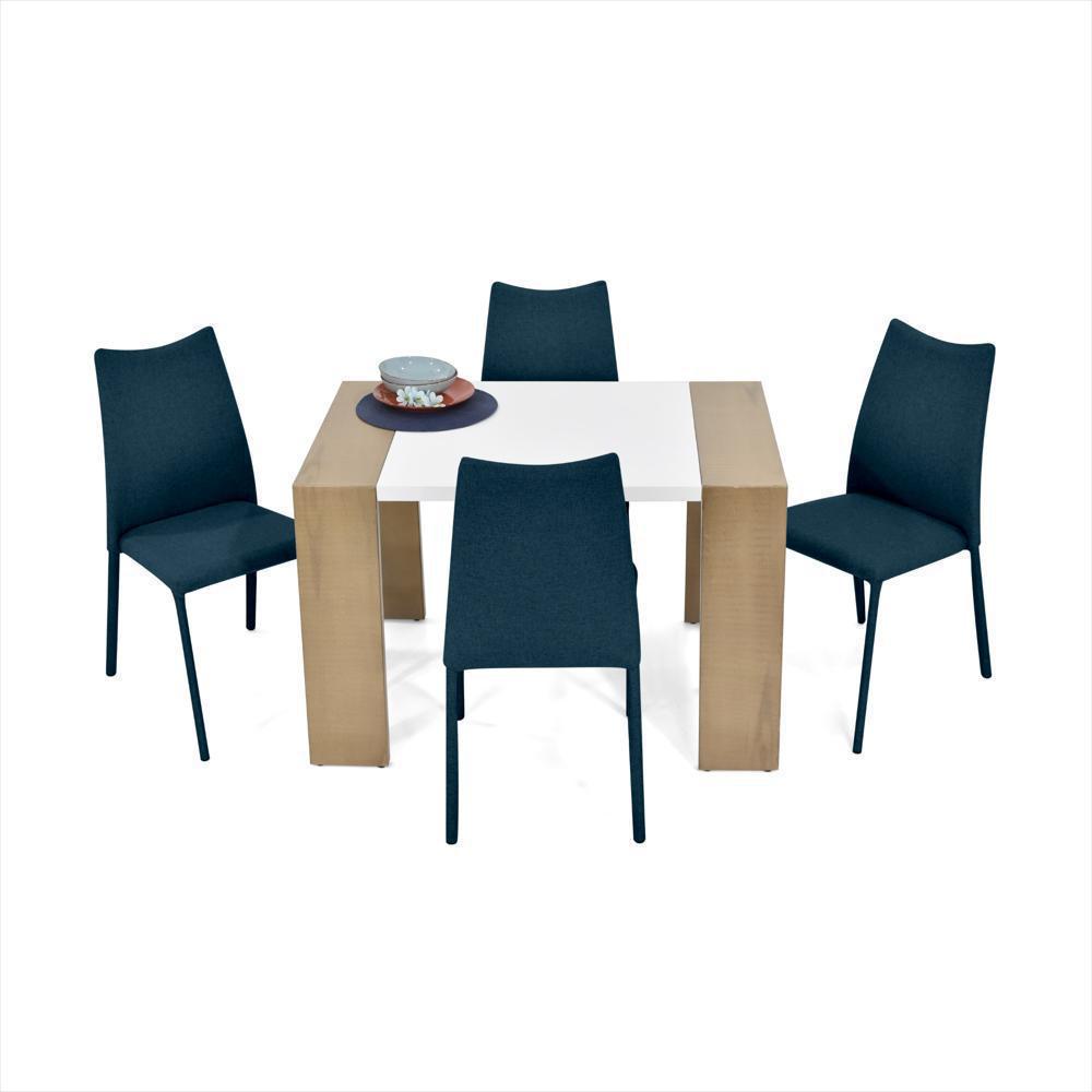Juego De Comedor 4P Illinois Sillas Palermo Tela Poliéster Azul img #2