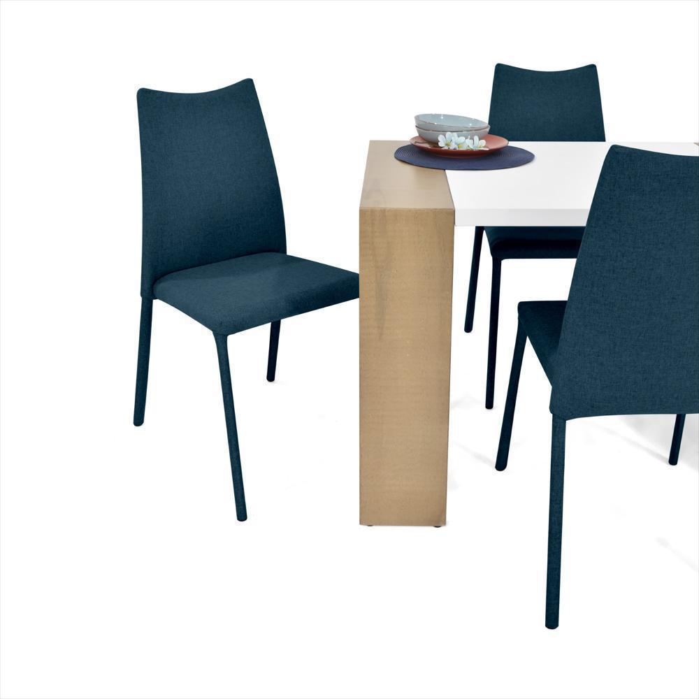 Juego De Comedor 4P Illinois Sillas Palermo Tela Poliéster Azul img #3