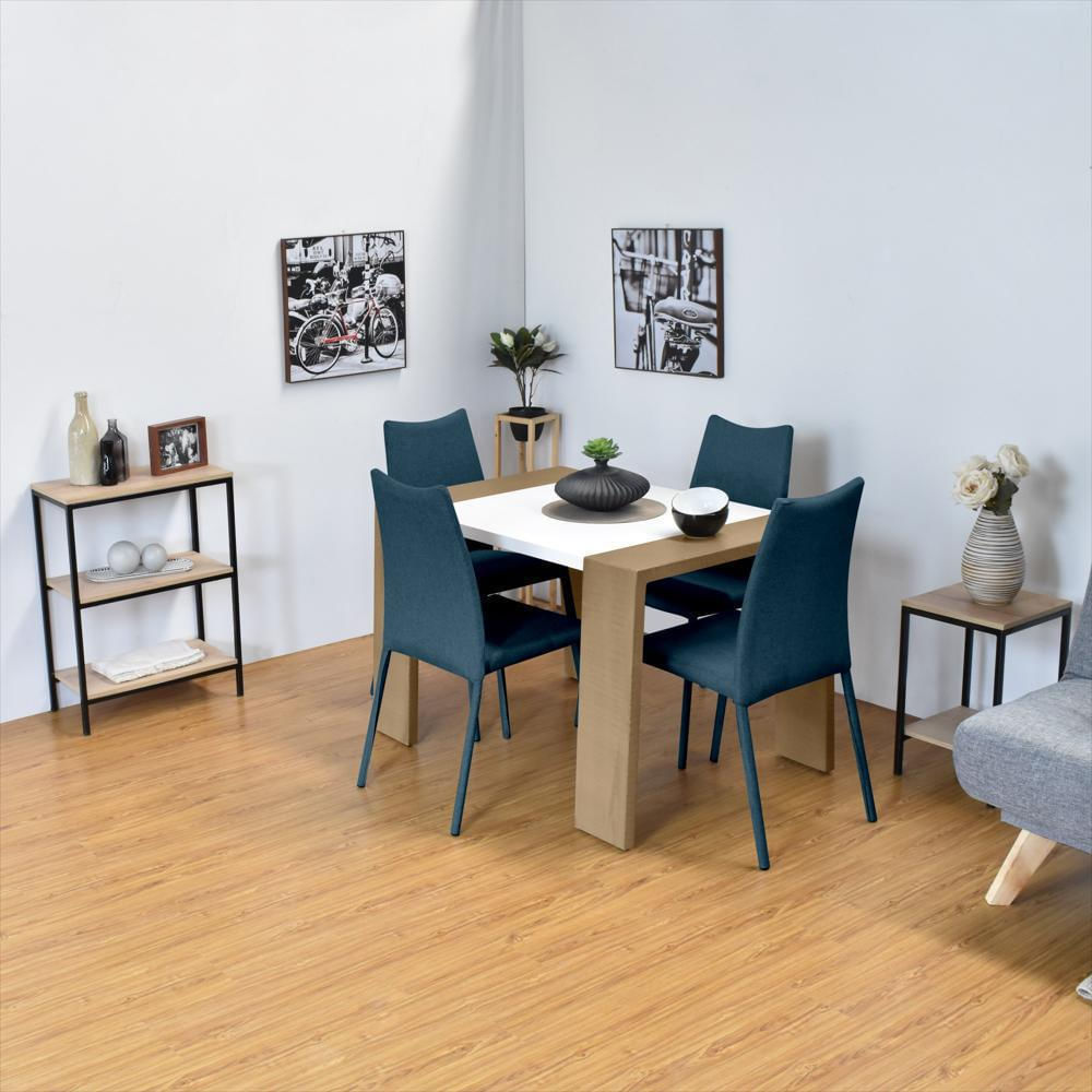 Juego De Comedor 4P Illinois Sillas Palermo Tela Poliéster Azul img #5