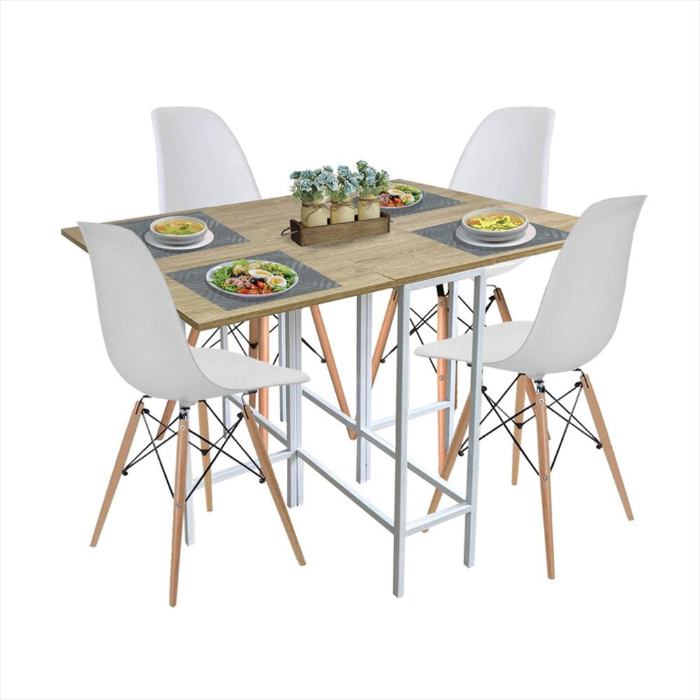 Combo Comedor Plegable Pro Blanco Vienes + Set X 4 Sillas Cbcomreple 02 03