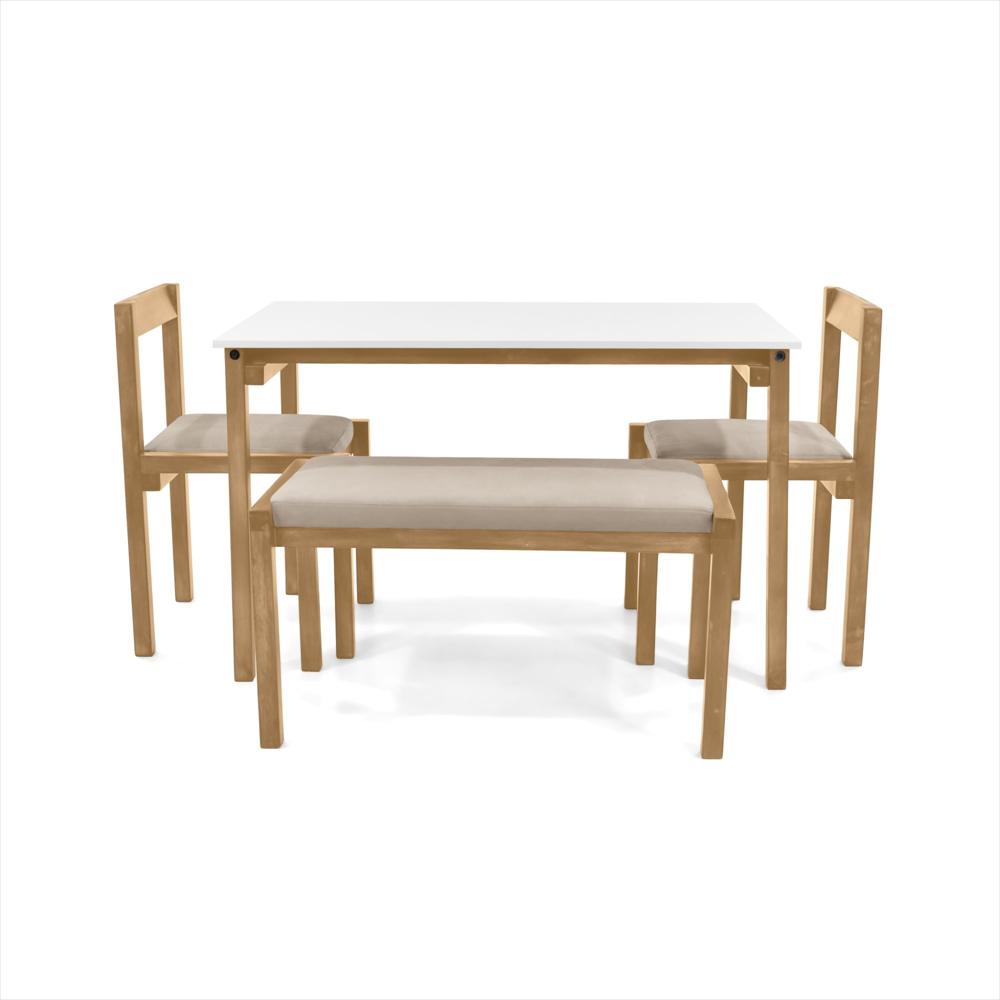 Set Comedor Nashville 4P Sillas Y Butaco Tela Taupe