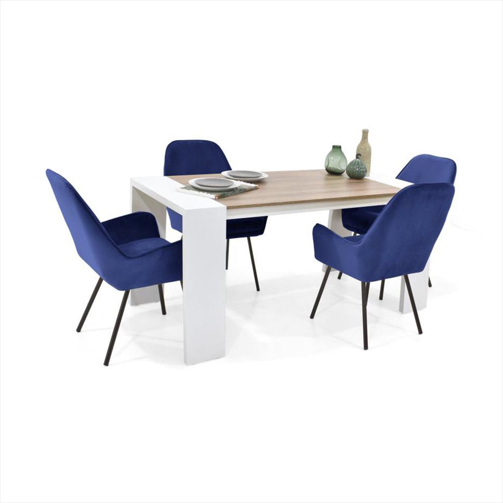 Juegos De Comedor Rustico + 4 Sillas Tapizadas En Tela
