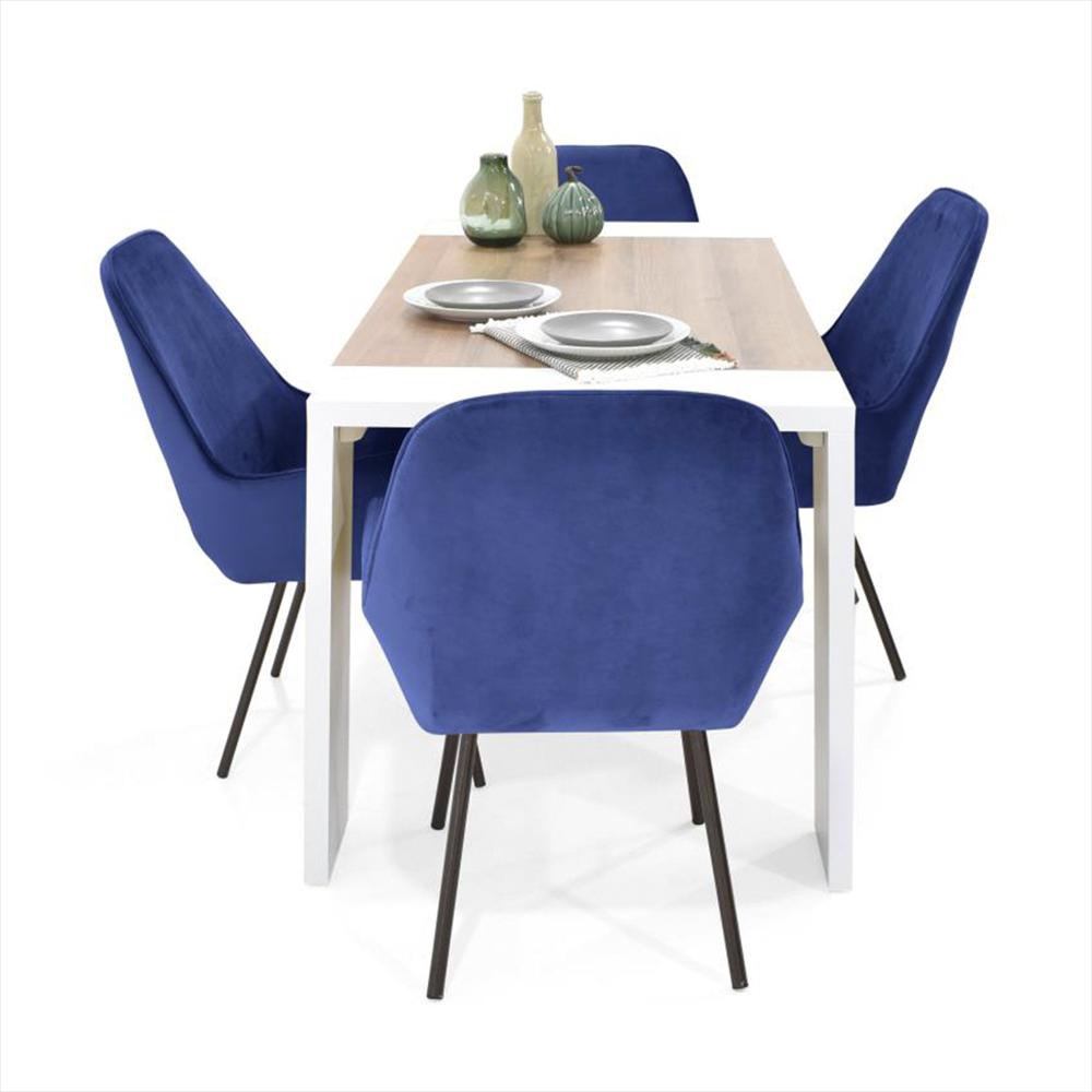 Juegos De Comedor Rustico + 4 Sillas Tapizadas En Tela img #3