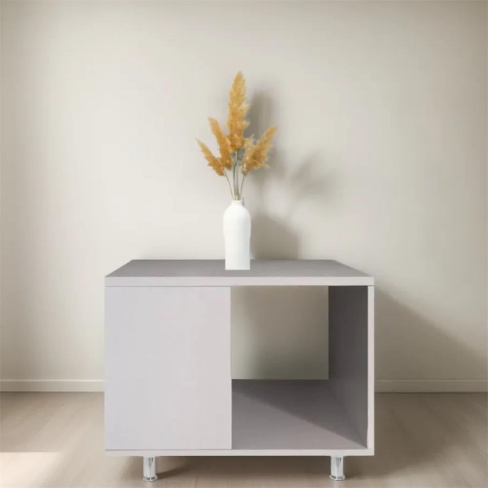 Mesa De Centro Cuadrada Auxiliar Para Sala Minimalista Blanco